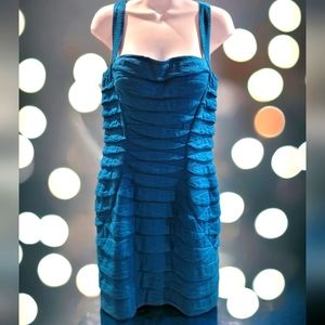 Aidan Mattox aqua blue stappy shimmery dress.